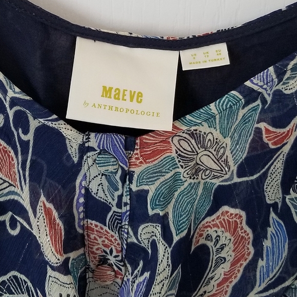 Anthropologie Maeve Mariposa Blouse Top Size 8 Multicolor Open Shoulder … - Picture 6 of 11